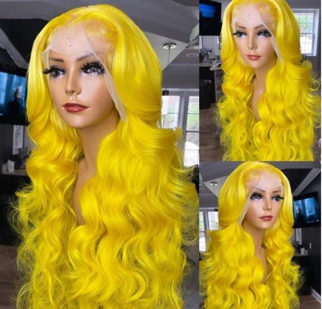 RF368- 24-inch Yellow 13x4 HD Transparent Lace Wig.