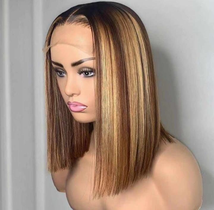 RF368 - 14 Inches 4/27# 13x4 Full Frontal Bob Wig Straight.