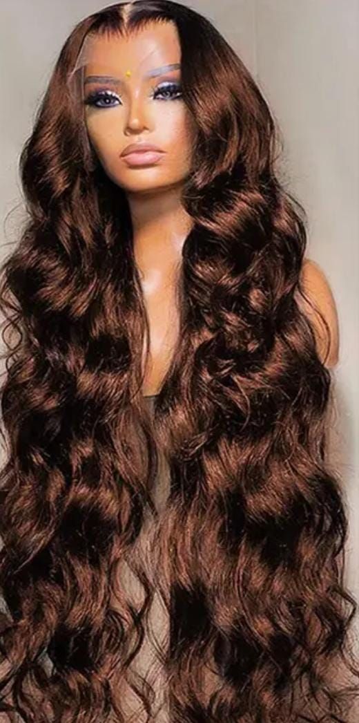 RF368- 26 Inch Body Wave (Brown) HD Transparent Lace Wig.