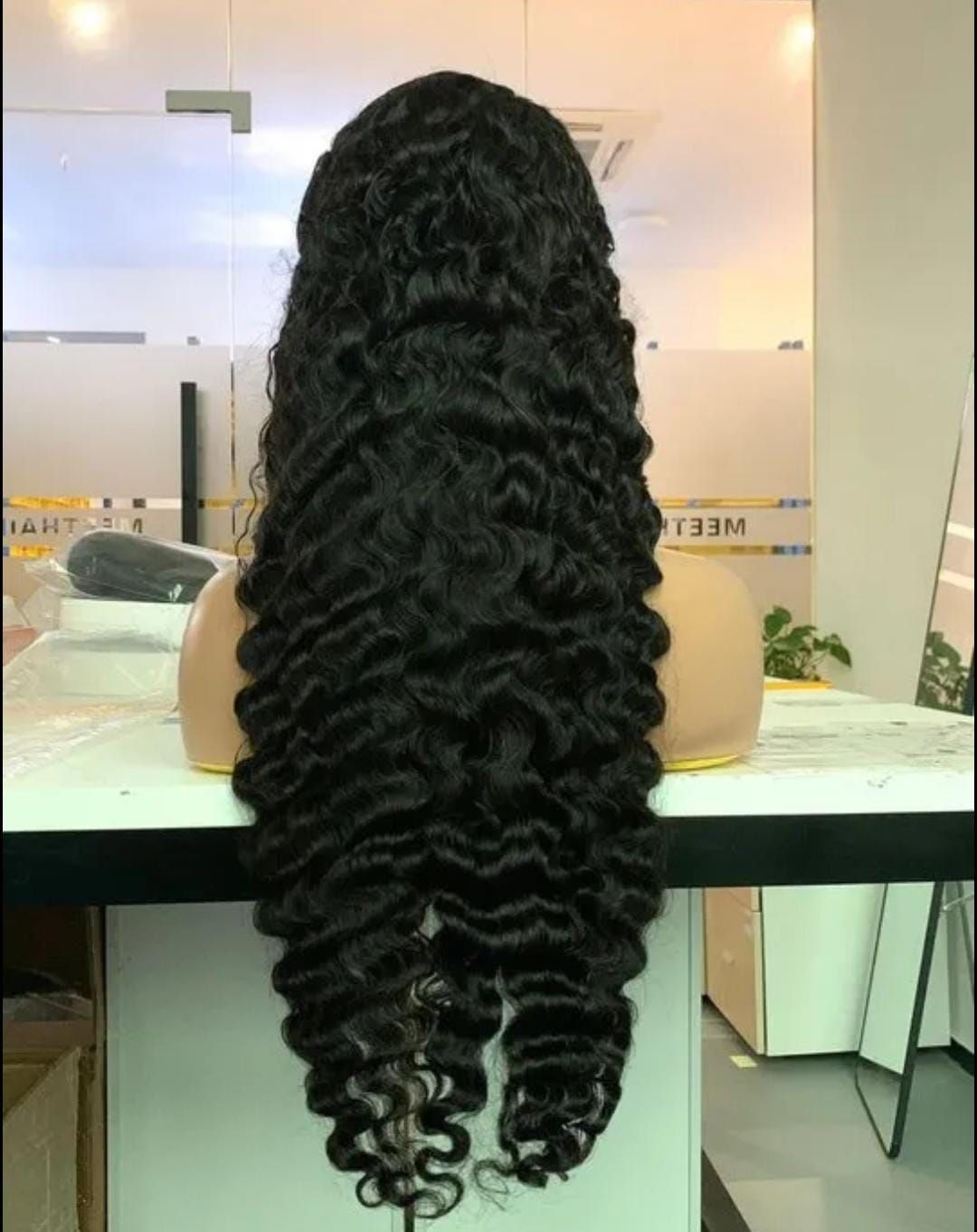 RF368 - 30 inches - Deep Wave 13x4 Transparent HD Lace Wig Natural Black.