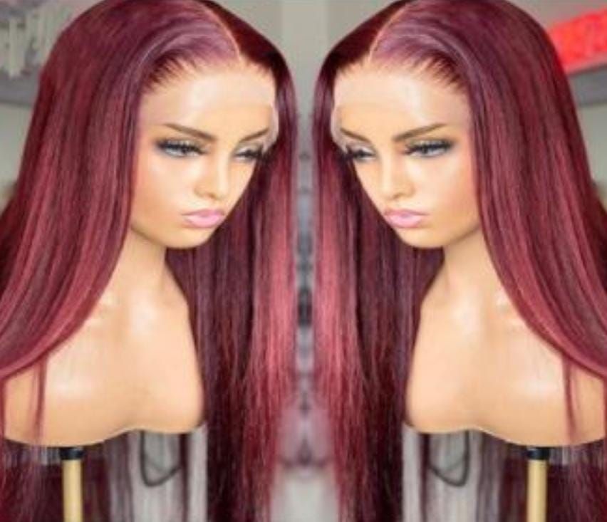 RF368 - 16 Inches - 99J# 13x4 Frontal Wig Straight.