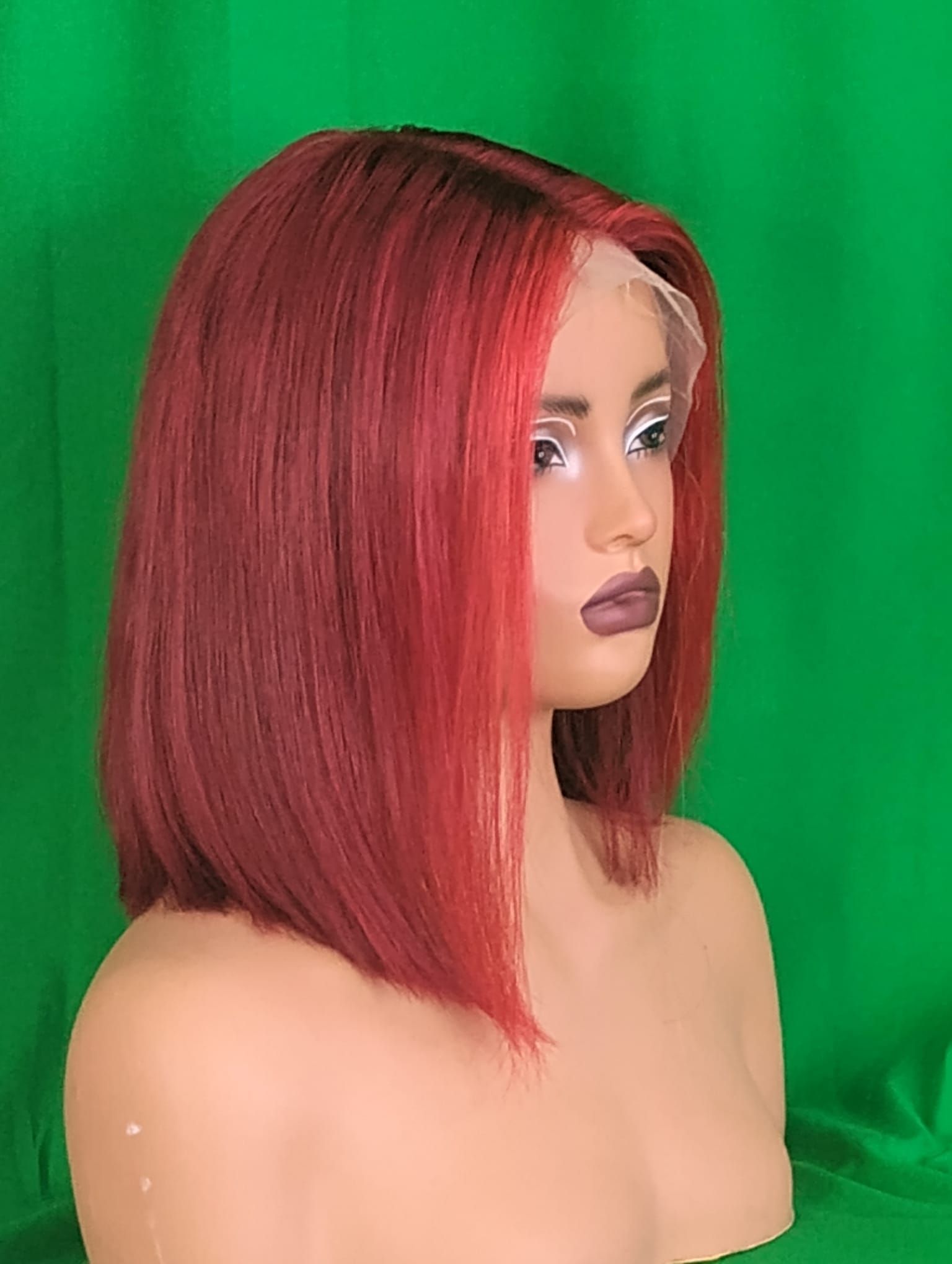 RF368 - 14 Inches 13x4 HD Transparent Lace Wig   Ombre Fire Red/99J# Straight