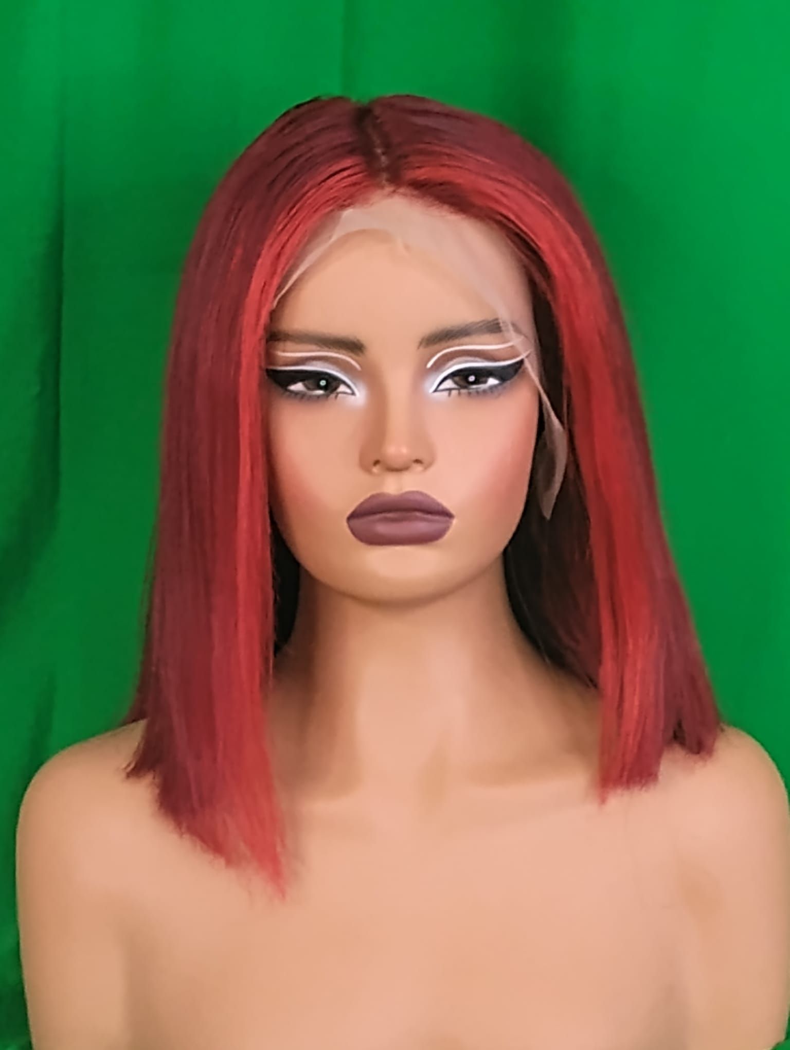 RF368 - 14 Inches 13x4 HD Transparent Lace Wig   Ombre Fire Red/99J# Straight