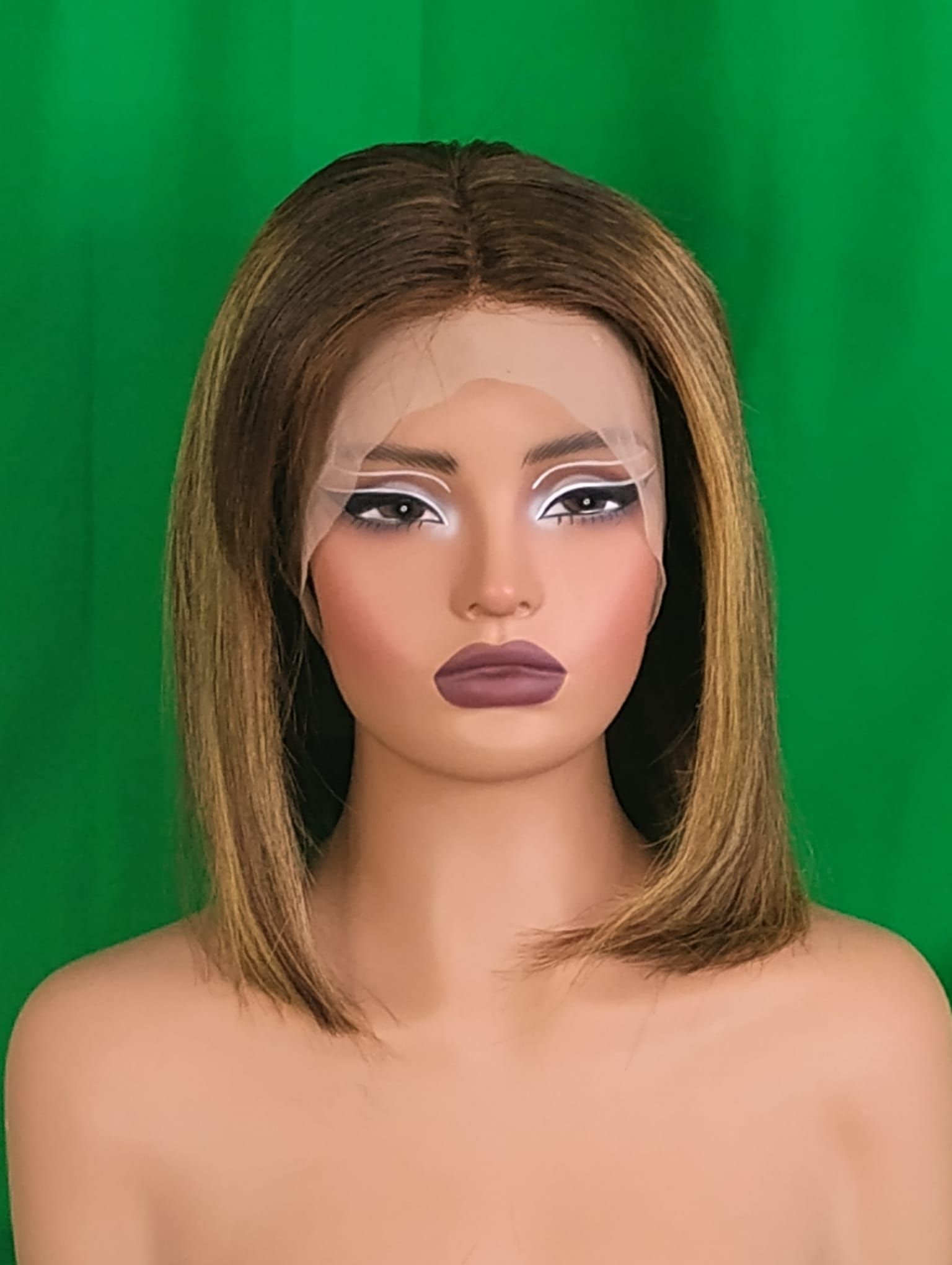 RF368 - 12 Inches 13x4 HD Transparent Lace Wig   Ombre 27/4/ Black # Straight