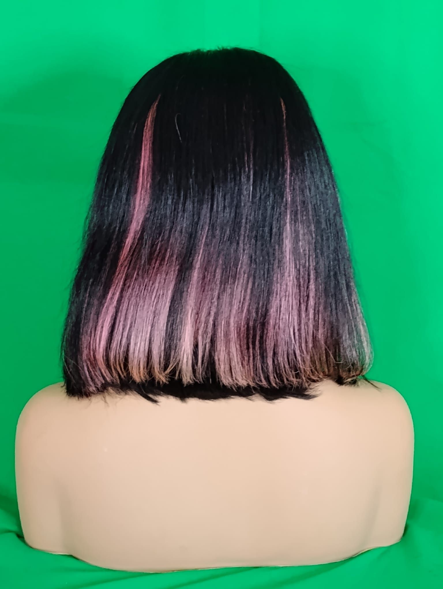 RF368 - 14 Inches 13x4 HD Transparent Lace Wig   Ombre Pink/Black # Straight