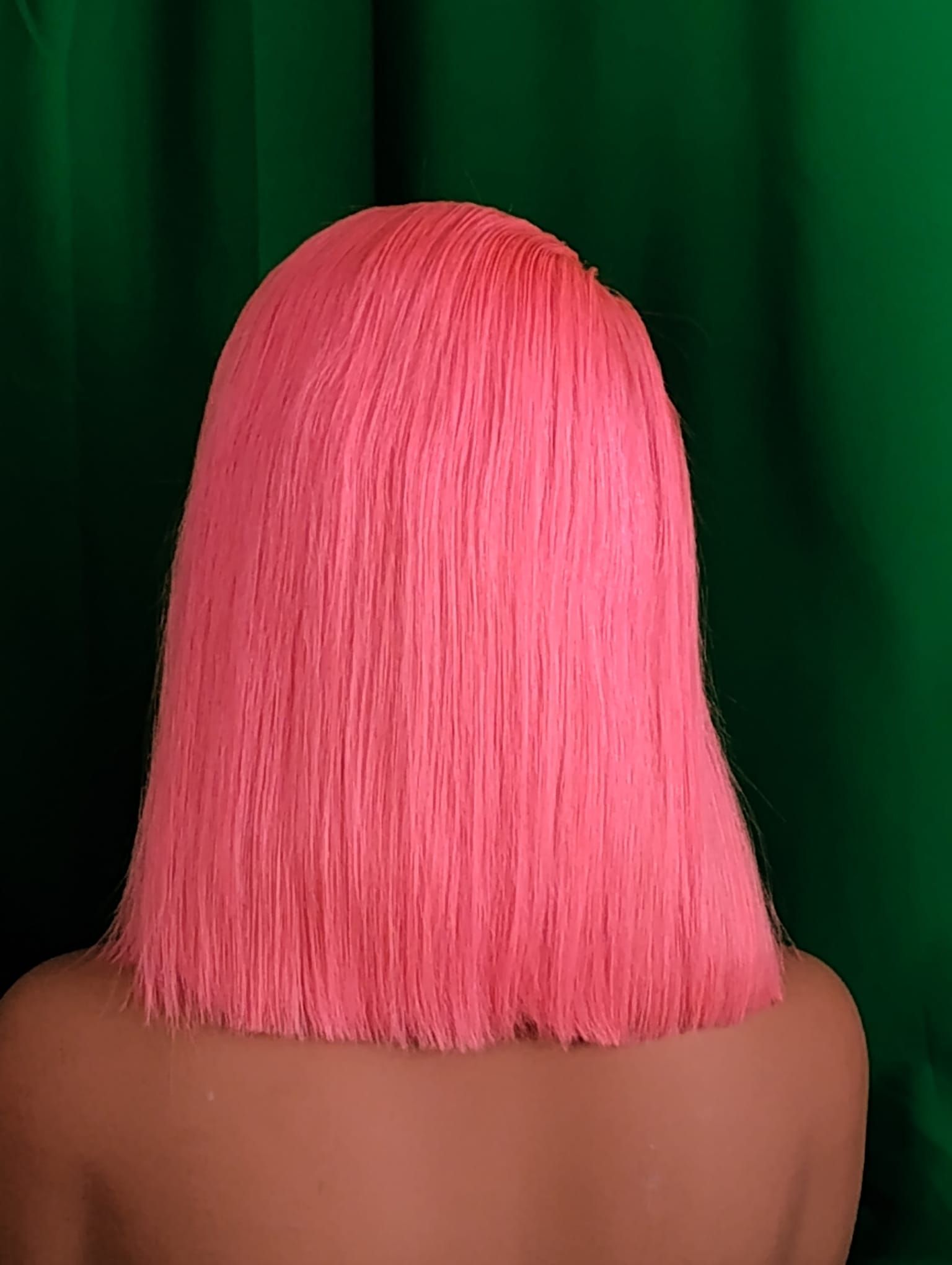 RF368 - 12 Inches 13x4 HD Transparent Lace Wig   Light Pink Straight Bob