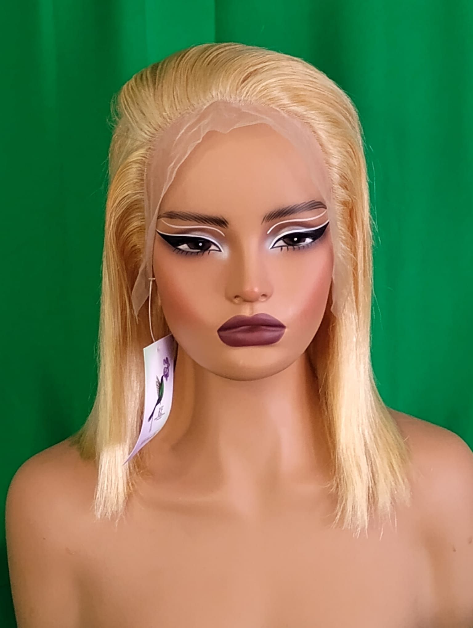 RF368 - 12 Inches 13x4 HD Transparent Lace Wig   613# Straight Bob