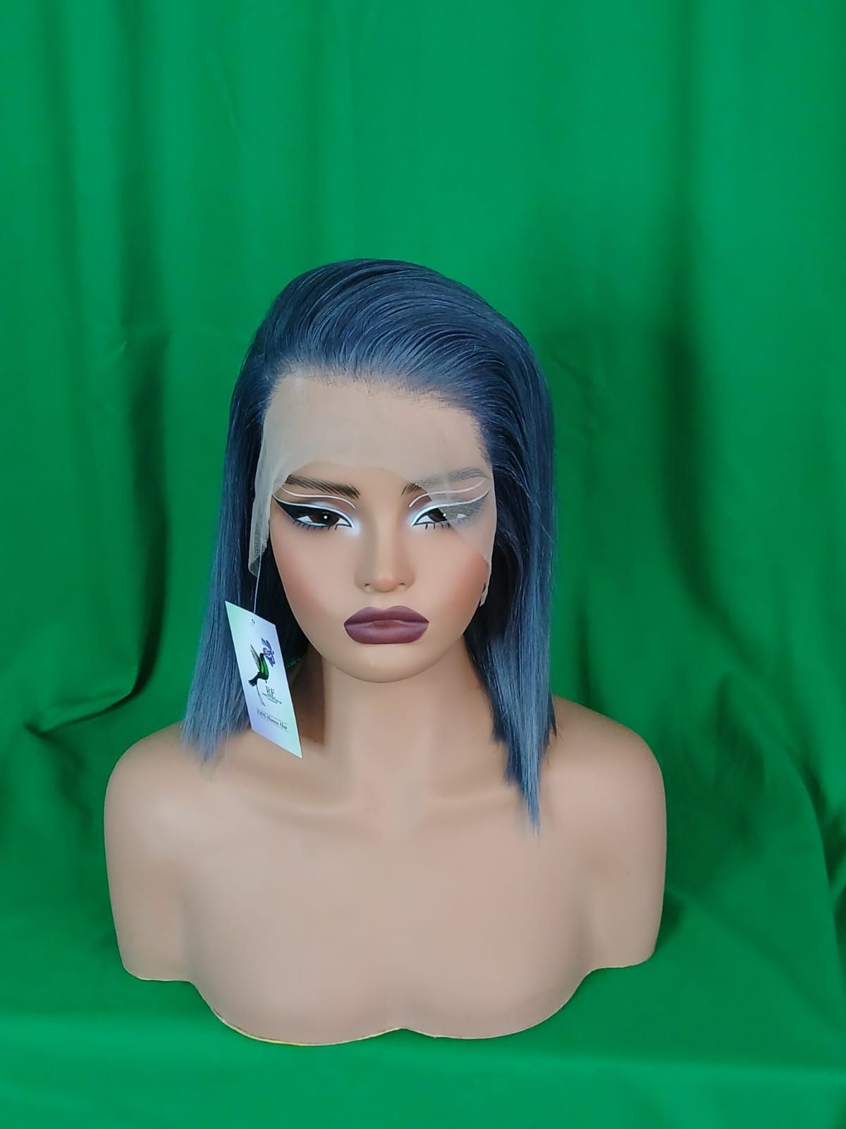 RF368 - 10 Inches 13x4 HD Transparent Lace Wig   Blue-Gray Bob