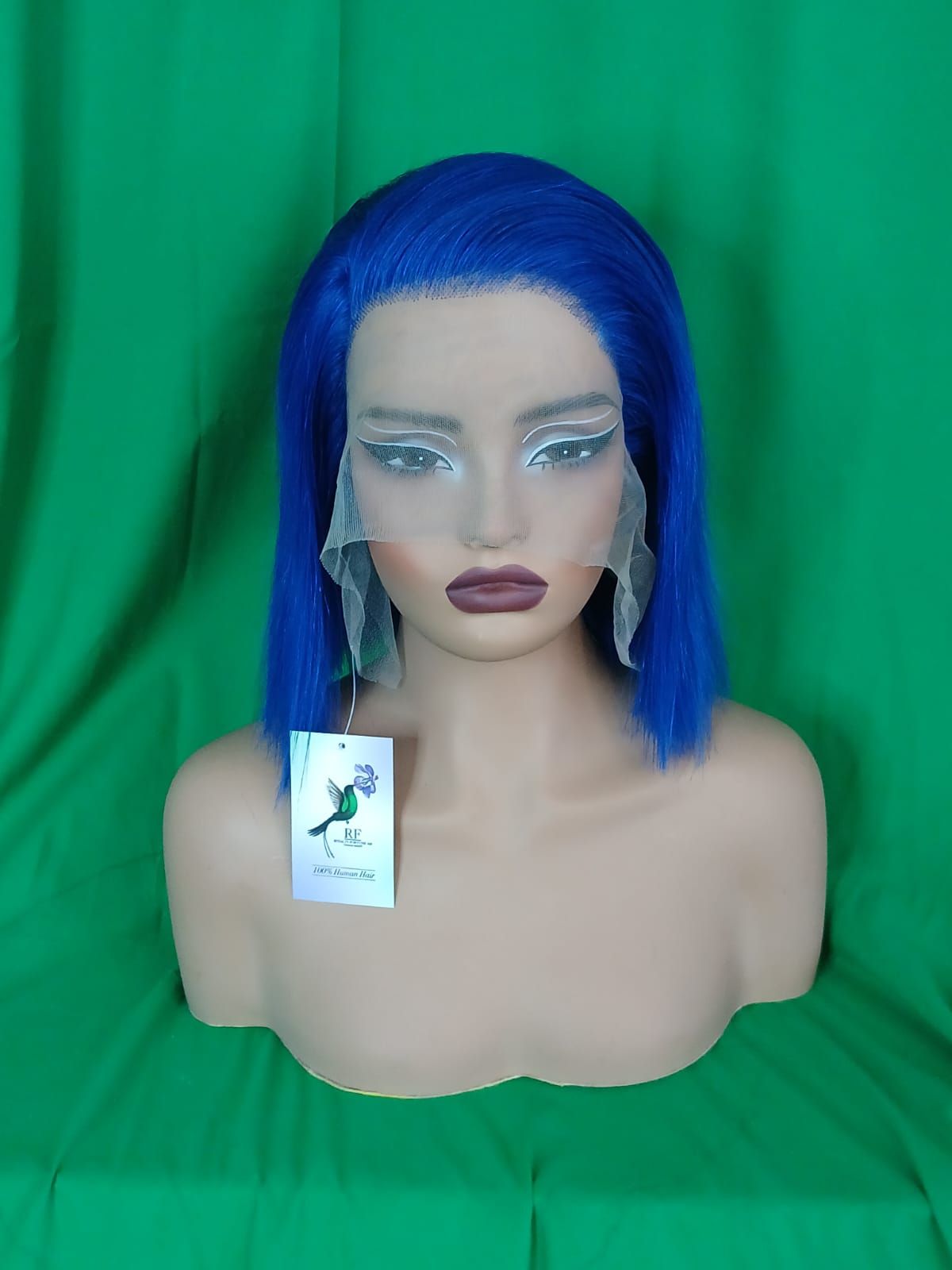 RF368 - 10 Inches 13x4 HD Transparent Lace Wig Royal Blue Straight Bob