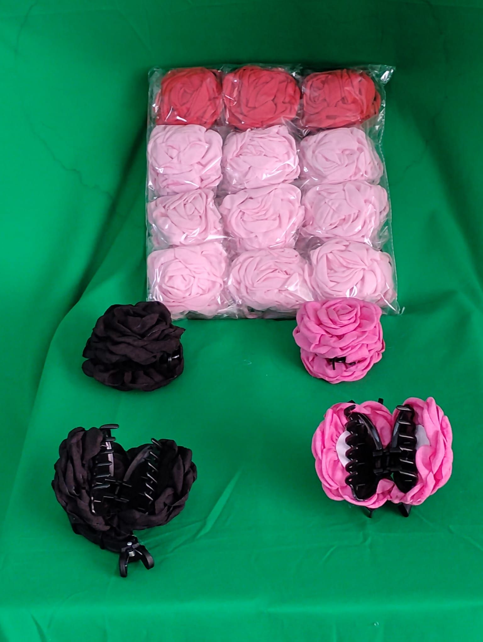 RF368 - Elegant Matte Rose Flower Hair Claw Clip.