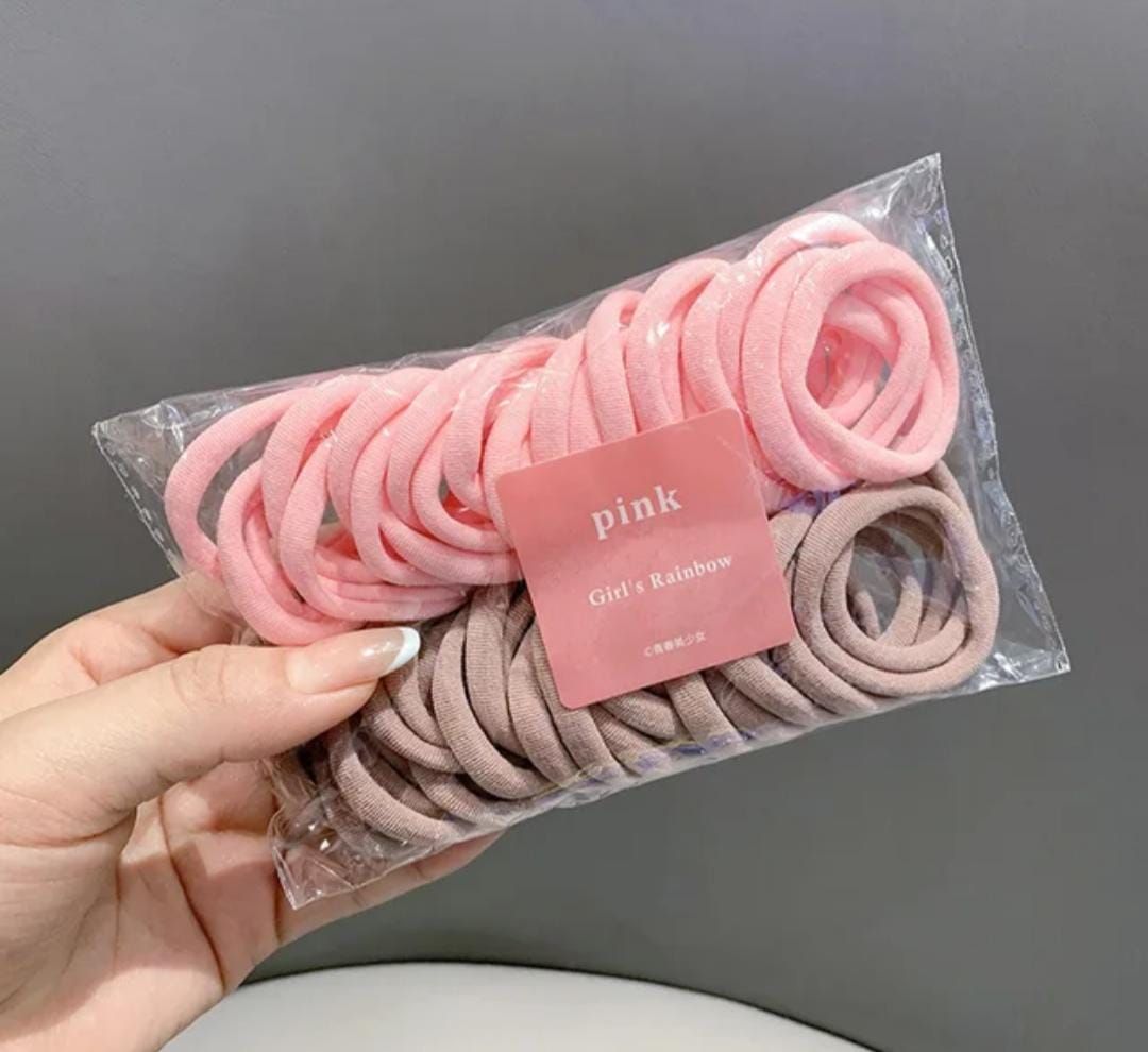 RF368 - 50 Pcs/Pack Peach and Nude Elastic Hair Ties, Elastic Seamless Hair Tie for Women and Girls Daily Wear.