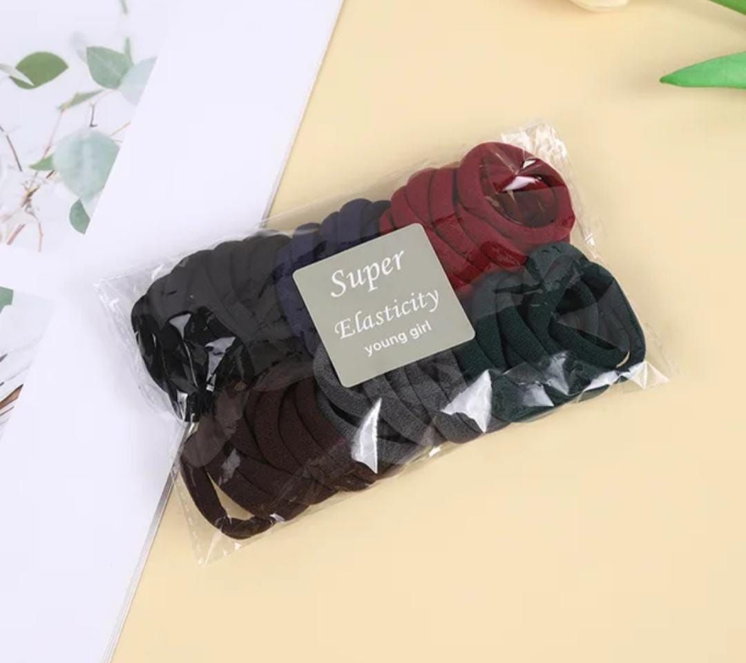 RF368 - 50 Pcs/Pack  Burgandy,Gray, Black Elastic Hair Ties, Elastic Seamless Hair Tie for Women and Girls Daily Wear.