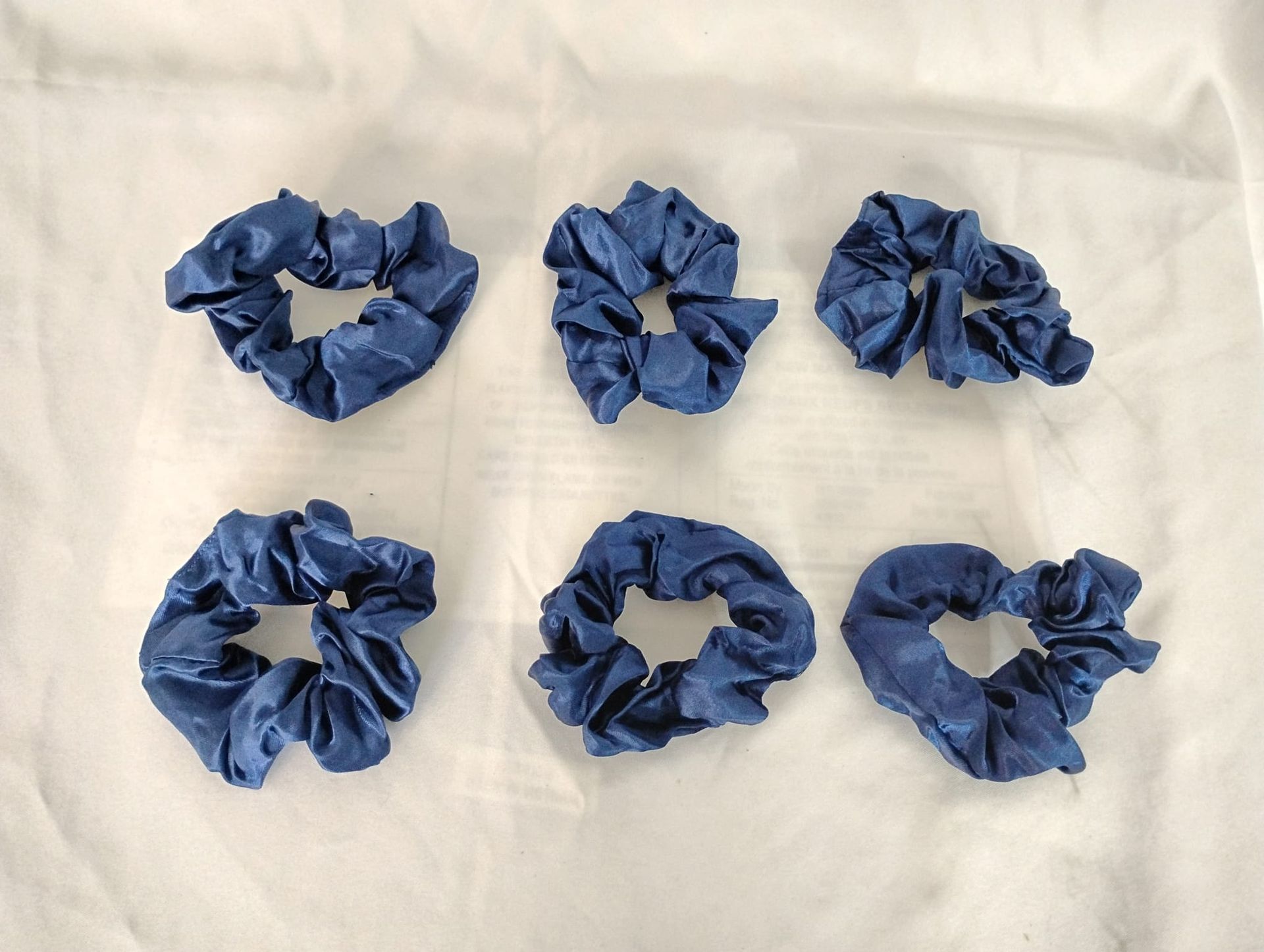 RF368 -6 Satin /Silk Prussian Blue Scrunchie.