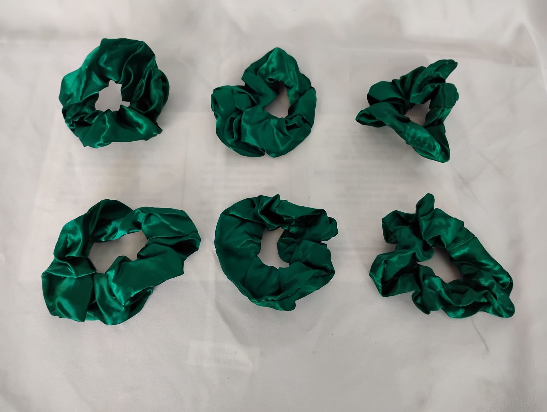 RF368 -6 Satin /Silk Emeral Green Scrunchie.