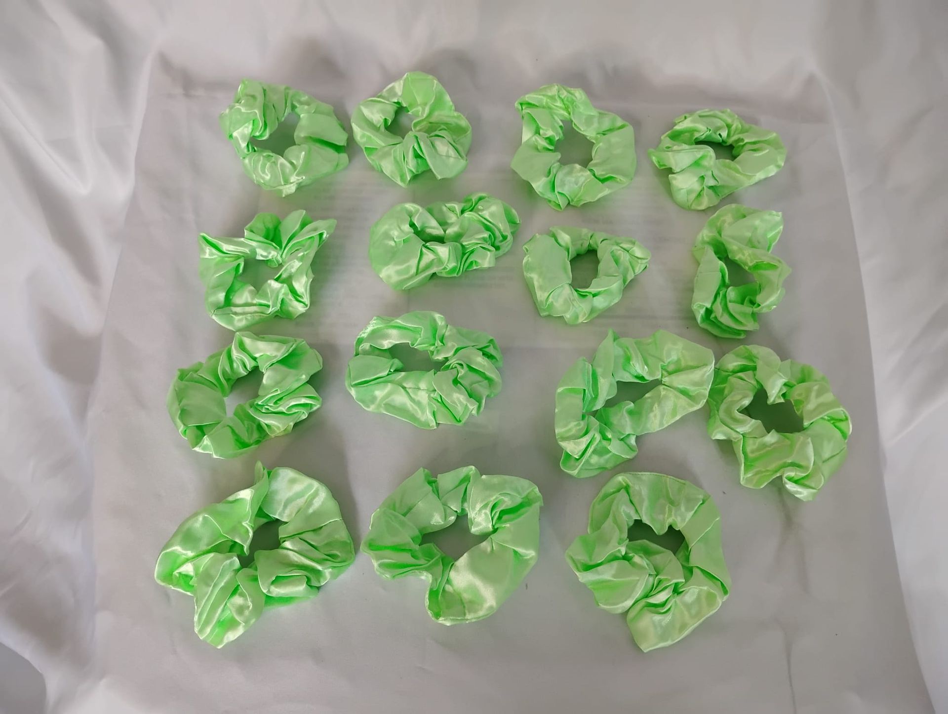 RF368 -6 Satin /Silk Lime Green Scrunchie.