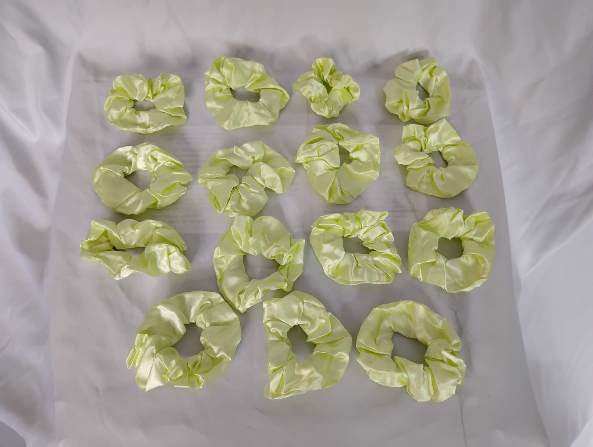 RF368 -6 Satin /Silk Lemon Green Scrunchie.