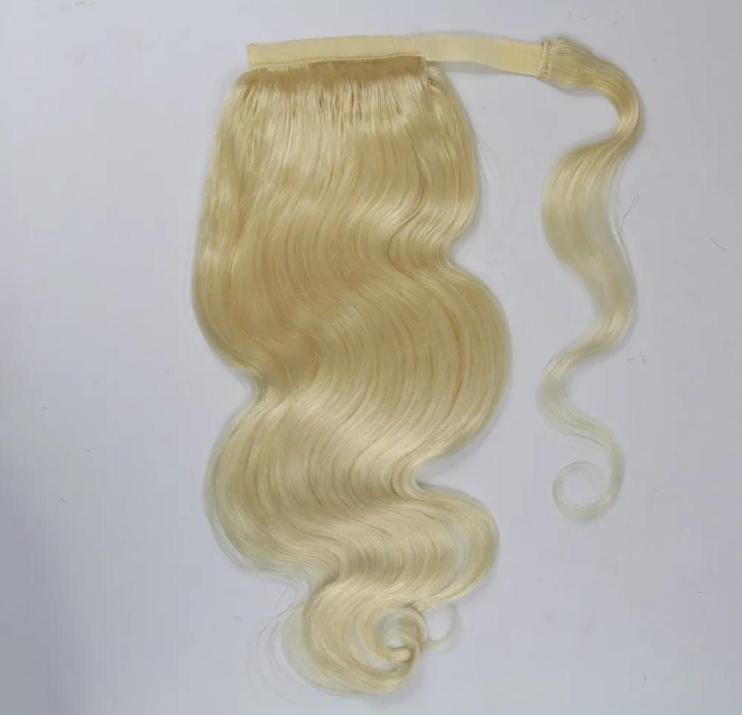 RF368 - 18 Body Wave Ponytail #613 Human Hair Extension.