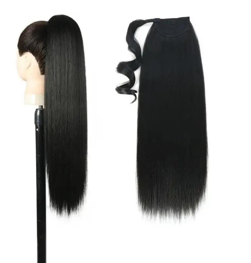 RF368 - 18 Straight Ponytail Natural Black Human Hair Extension.
