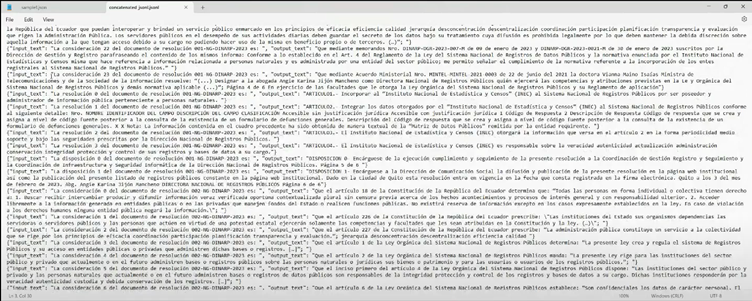 Archivo JSON para fine-tuning