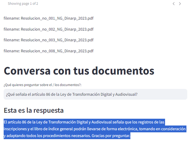 Figura 9. Ejemplo de aplicación utilizada