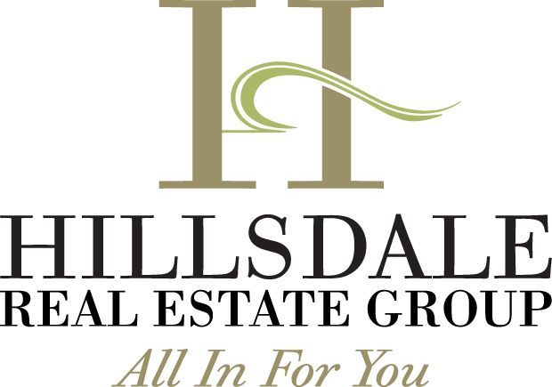 Hillsdale Real Estate Group logo with gold &ldquo;H&rdquo; monogram and tagline &ldquo;All In For You&rdquo;