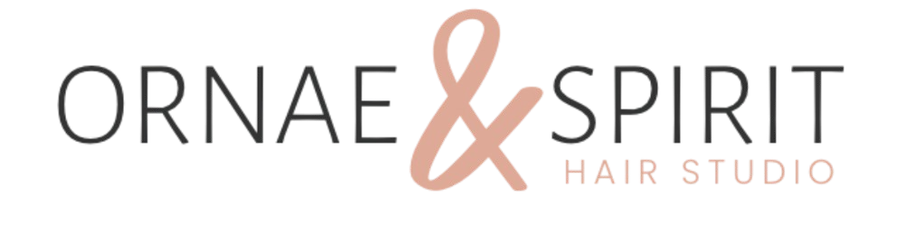 ORNAE & SPIRIT Hair Studio logo in black and peach on a white background