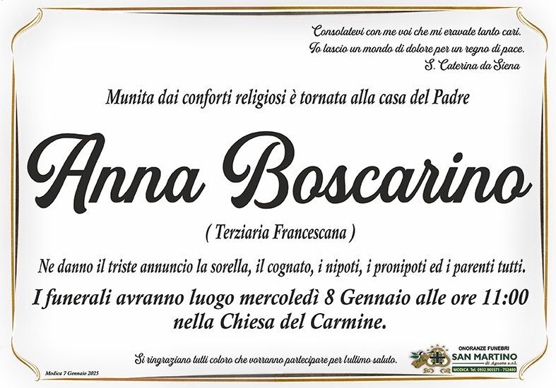 necrologio Anna Boscarino