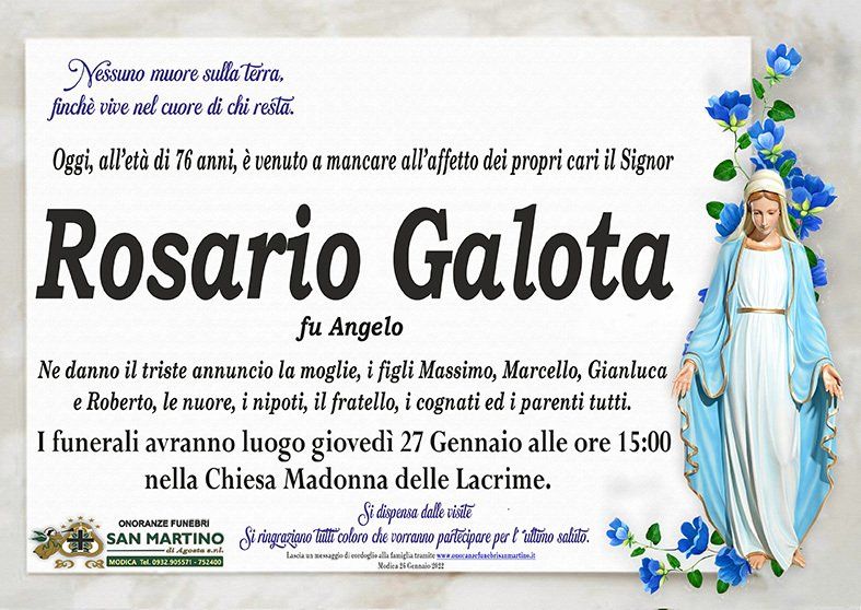 necrologio Rosario Galota