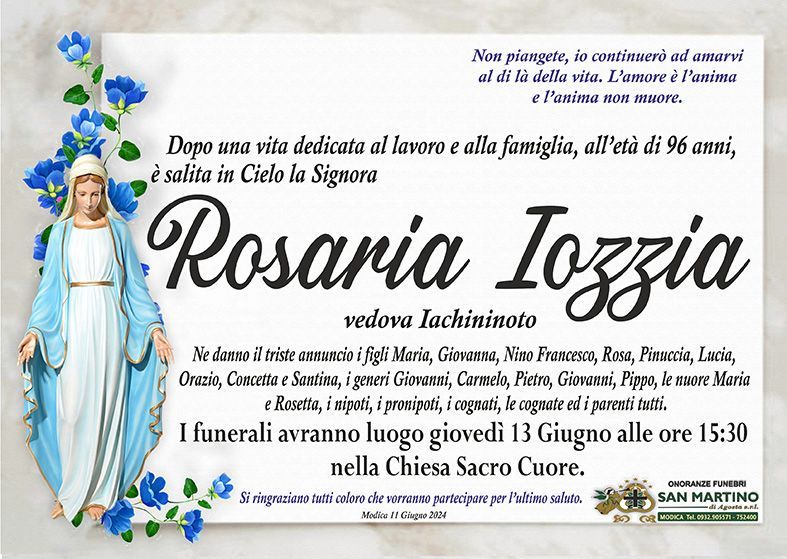necrologio Rosaria Iozzia