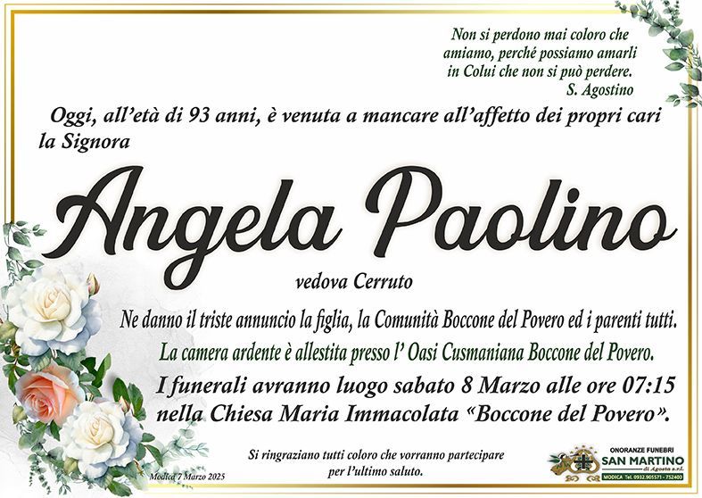 necrologio Angela Paolino