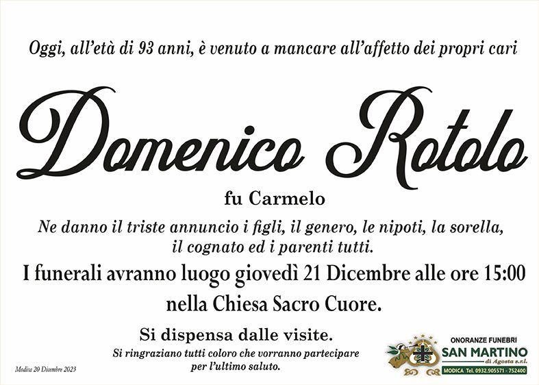 necrologio Domenico Rotolo