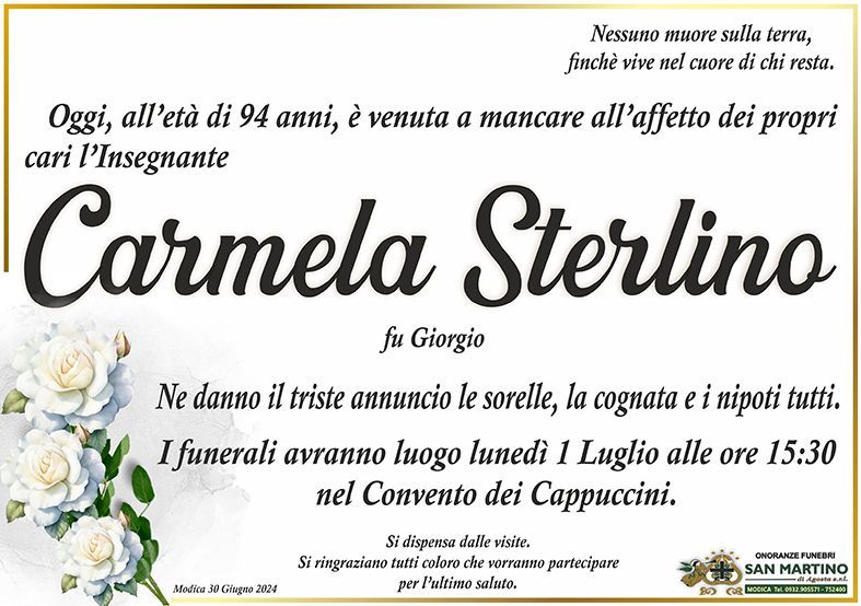 necrologio Carmela Sterlino