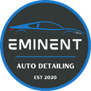 A circular blue and dark gray logo for Eminent Auto Detailing, featuring a stylized car silhouette, established in 2020.