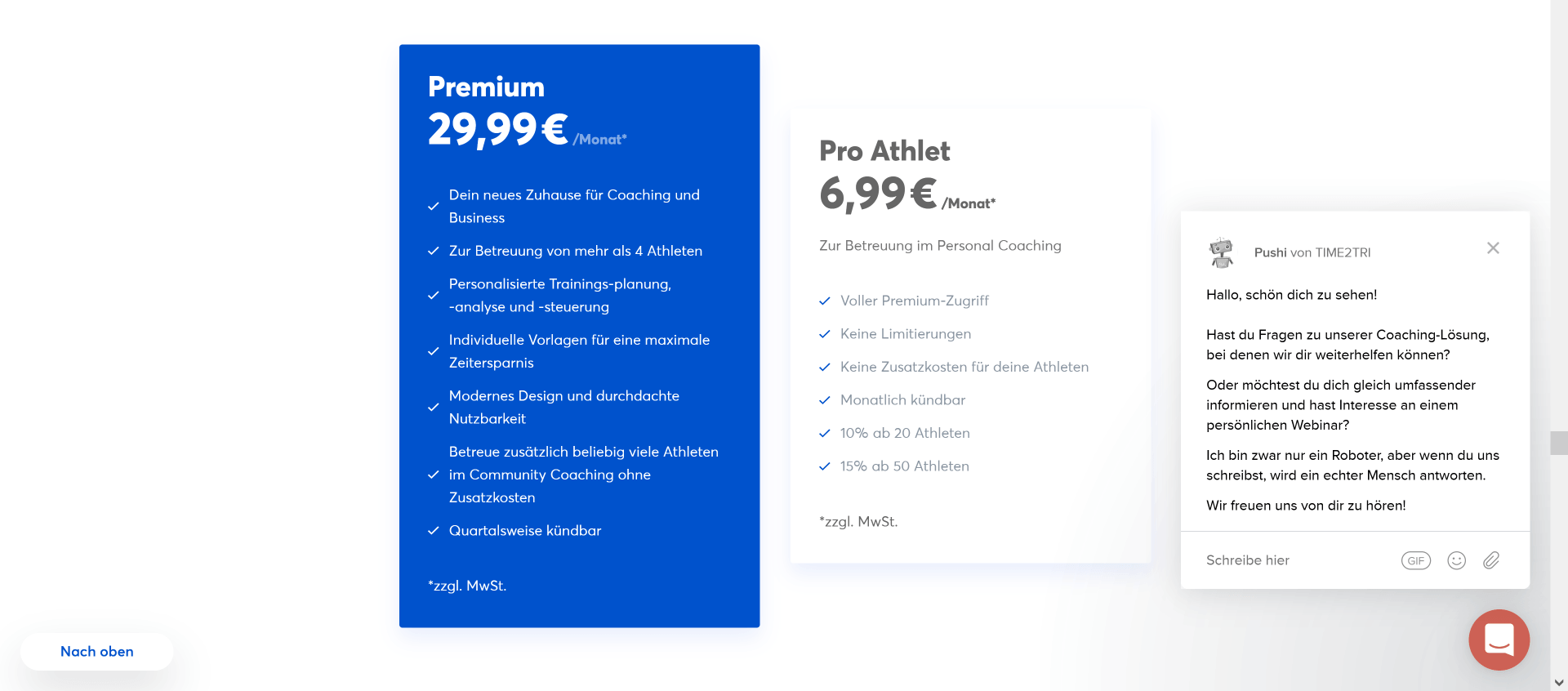 Time2Tri - Preismodell für Coaches mit mehr als 4 betreuten Athleten Time2Tri - Preismodell für Coaches mit mehr als 4 betreuten Athleten
