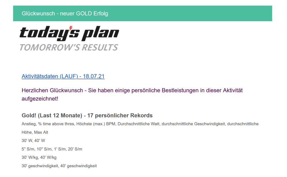 Today's Plan - Glückwunsch zum neuen GOLD Erfolg Today's Plan - Glückwunsch zum neuen GOLD Erfolg
