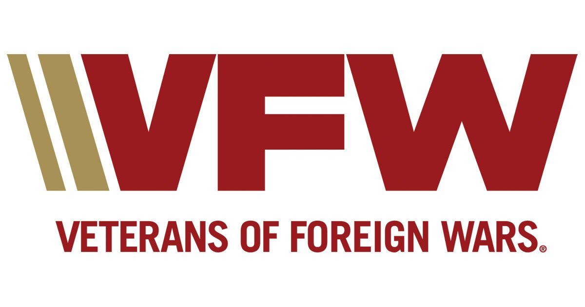 The logo for veterans of foreign wars is red and gold