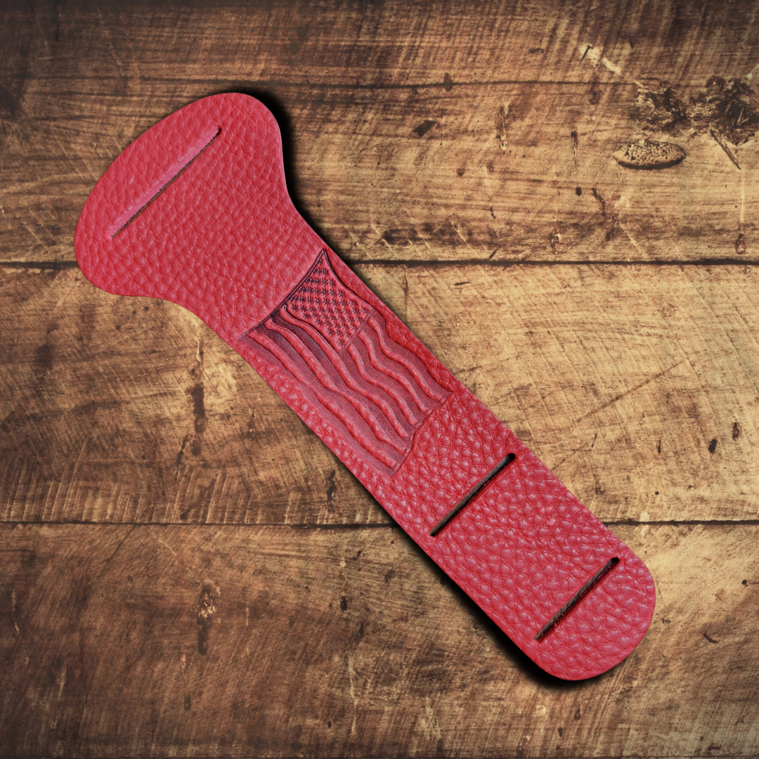 (LIMITED SUPPLY) Red Leather American Flag Logo
