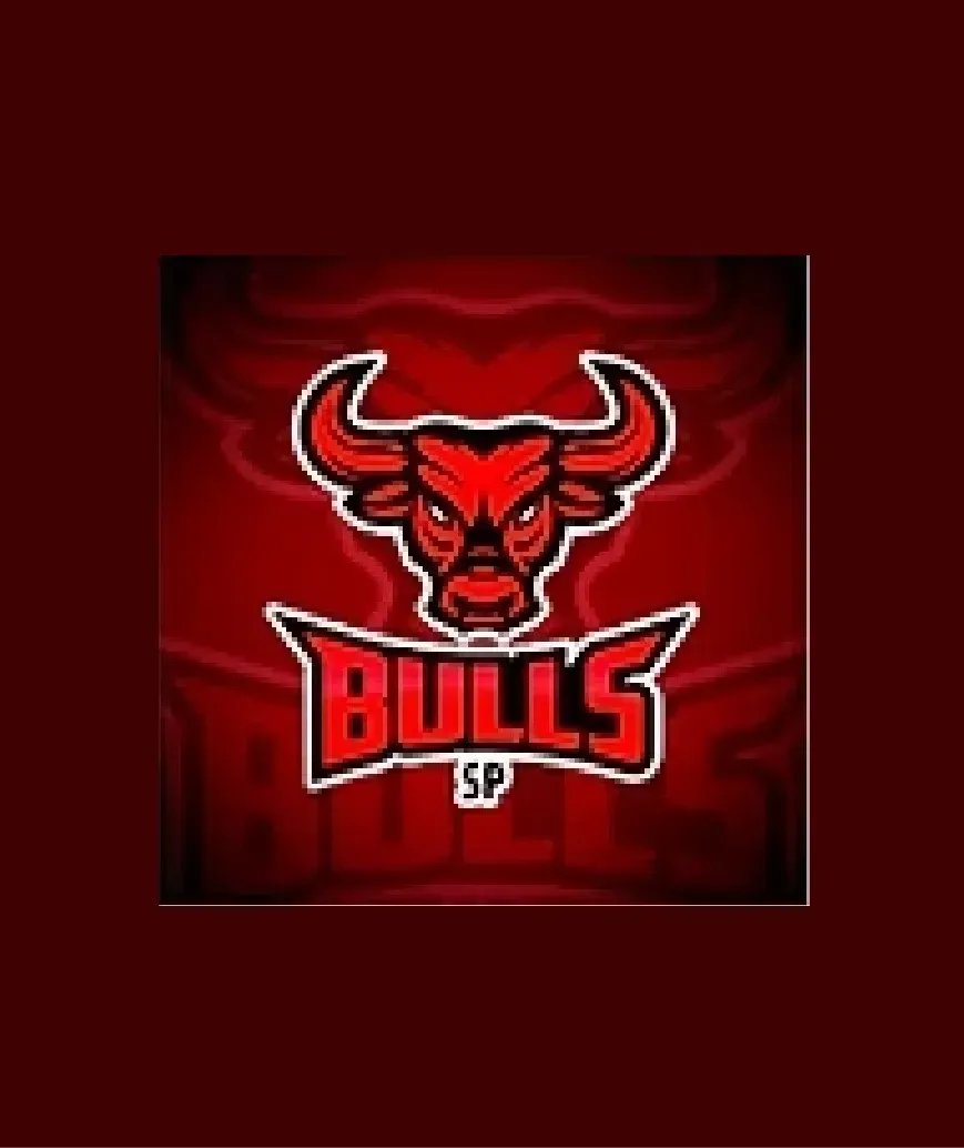 Logotipo vermelho do Chicago Bulls sobre um fundo vermelho escuro com a cabeça de um touro e a palavra 