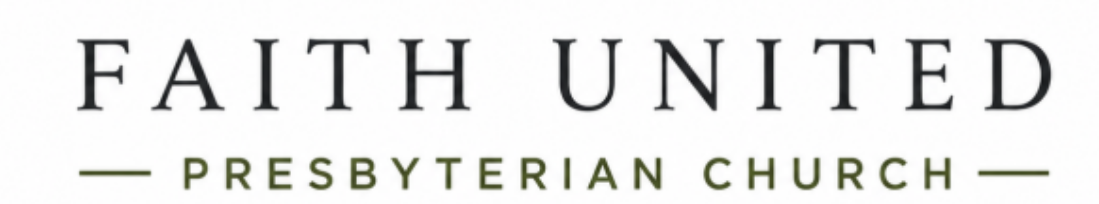 Faith United Presbyterian Church logo in black and olive green text