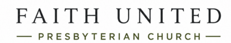 Faith United Presbyterian Church logo in black and olive green text