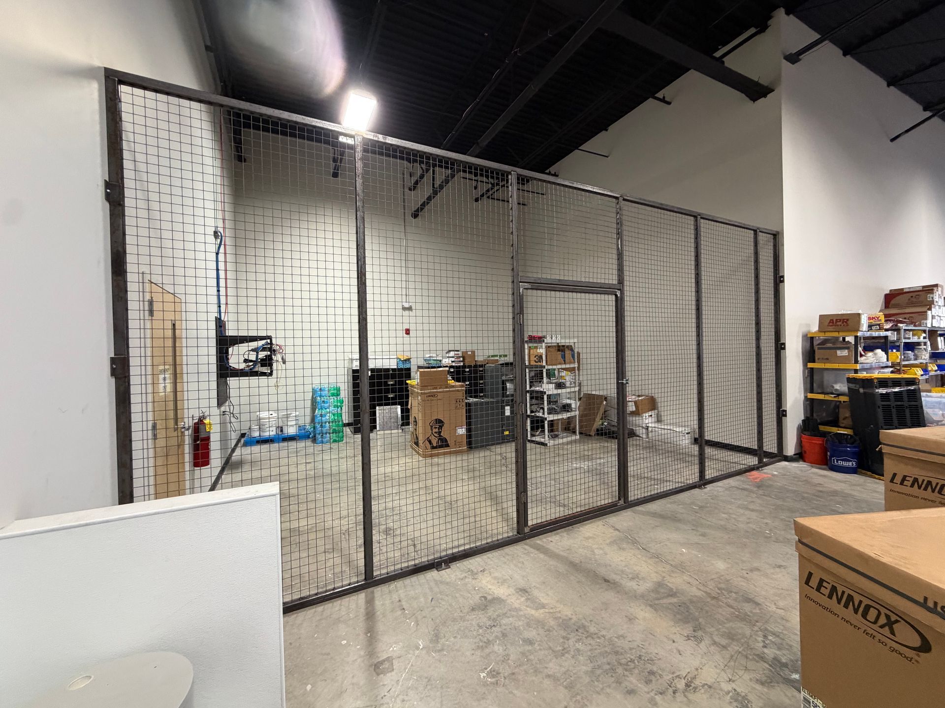 A custom made metal storage cage, manufactured and installed in the Lehigh Valley