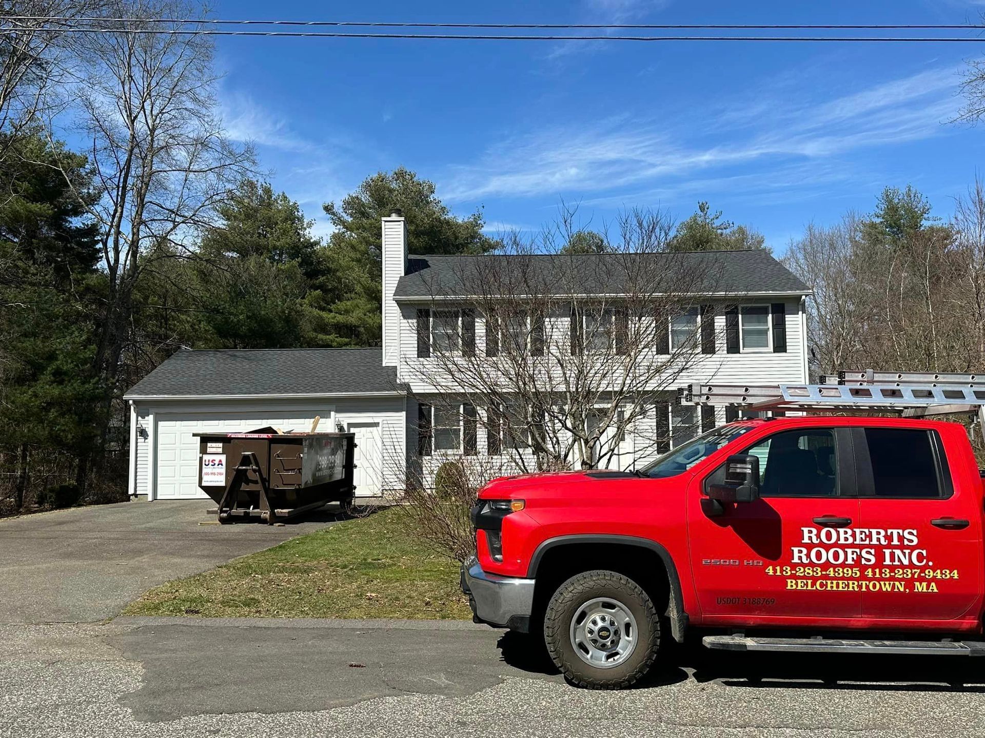 New roof installed on a new home in Hadley, MA by Roberts Roofs