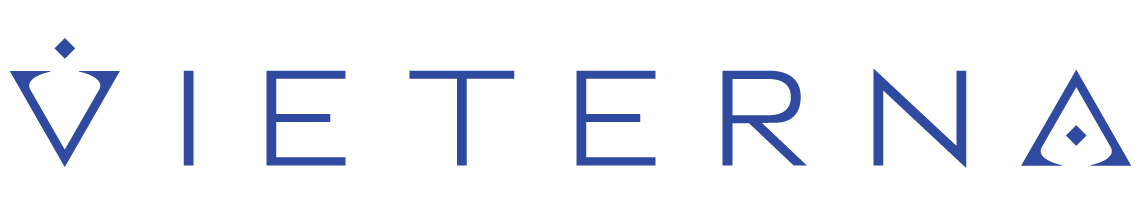 Logotipo de Vieterna en texto azul sobre fondo blanco