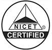 A black and white logo that says nicet certified in a circle.