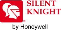 The silent knight by honeywell logo is red and white.
