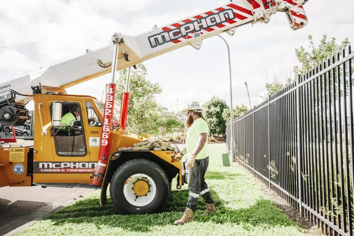 A Safety Inspector Surveys a Work Site — Wyong, Nsw — Mcphan Cranes & Transport