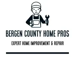 The logo for bergen county home pros is a man holding a wrench.