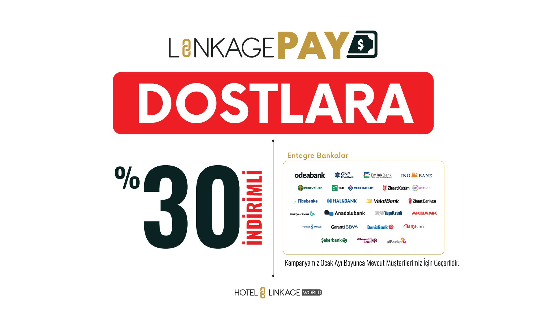 Mevcut müşterilere özel Linkage Pay ile oteller için %30 indirimli güvenli ödeme altyapısı. Sınırlı 