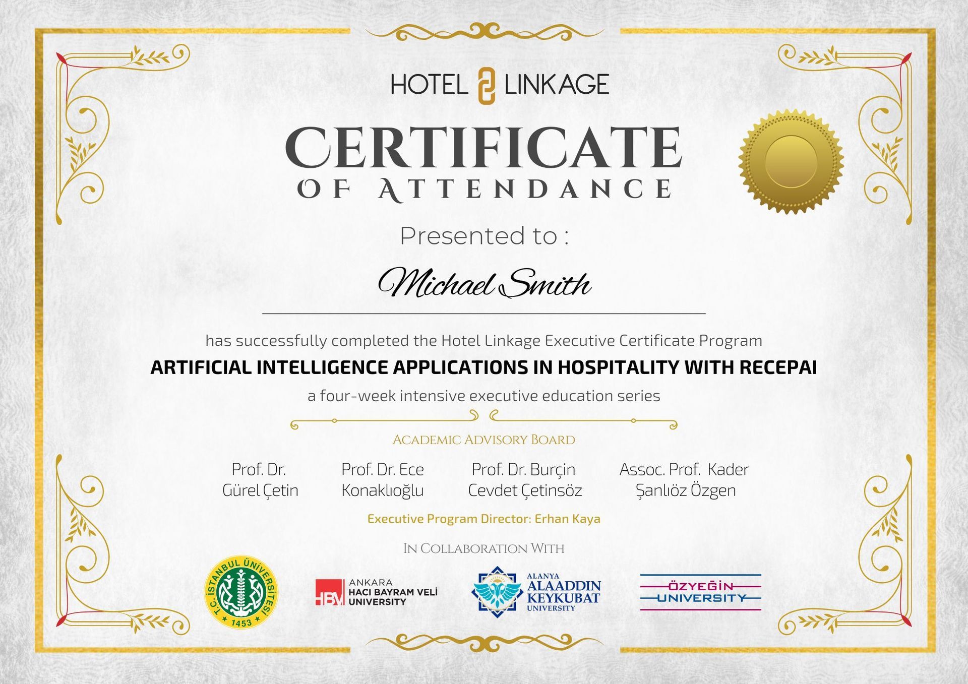 AI in Hospitality with RecepAI Hotel Linkage Executive Certificate Program 2026