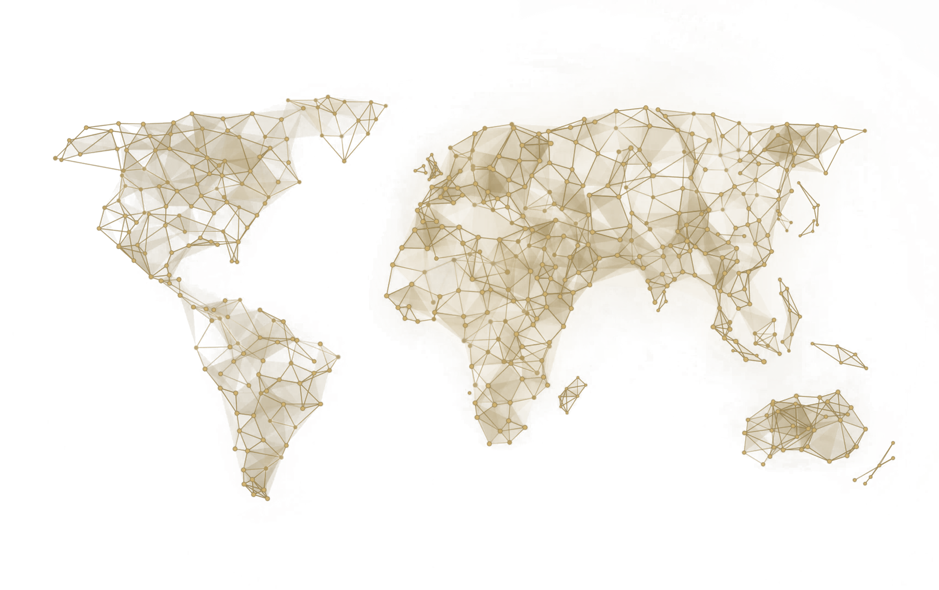 A map of the world made of lines and dots on a white background.